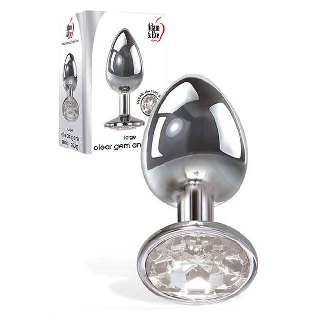 Adam & Eve Clear Gem Anal Plug - Large Metallic 9.5 cm Butt Plug