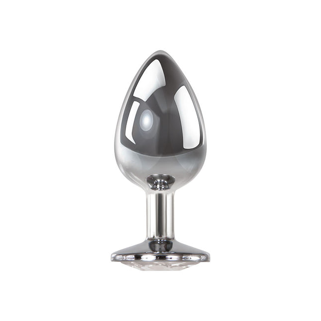 Adam & Eve Clear Gem Anal Plug - Large Metallic 9.5 cm Butt Plug