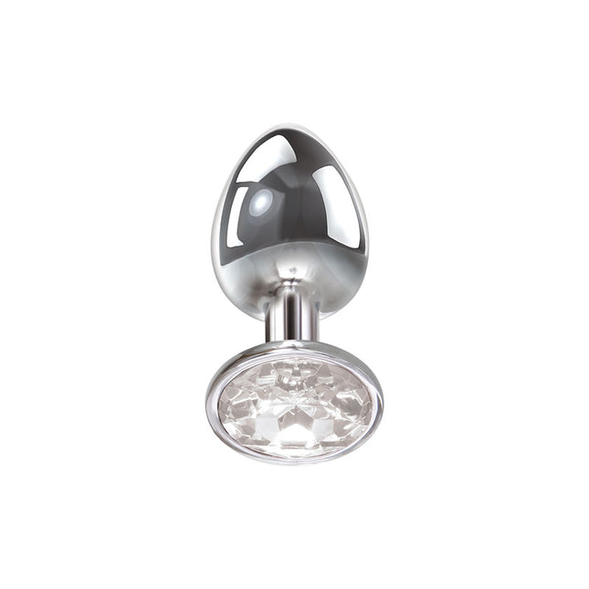 Adam & Eve Clear Gem Anal Plug - Large Metallic 9.5 cm Butt Plug