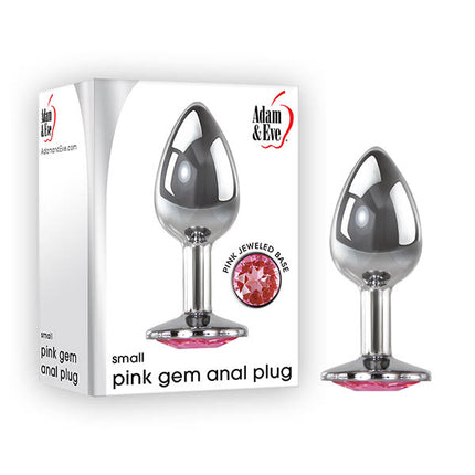 Adam & Eve Pink Gem Anal Plug - Silver Small 7.1 cm Metal Butt Plug