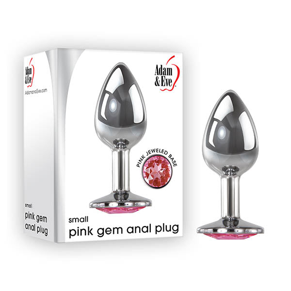 Adam & Eve Pink Gem Anal Plug - Silver Small 7.1 cm Metal Butt Plug