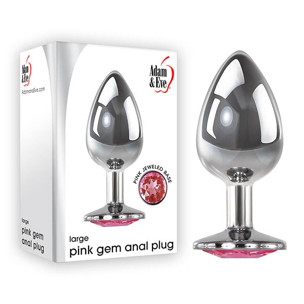 Adam & Eve Pink Gem Anal Plug - Large - Silver Large cm Metal Butt Plug