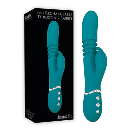 Adam & Eve Eve's Rechargeable Thrusting Rabbit Vibrator - Green 22.9 cm (9'')