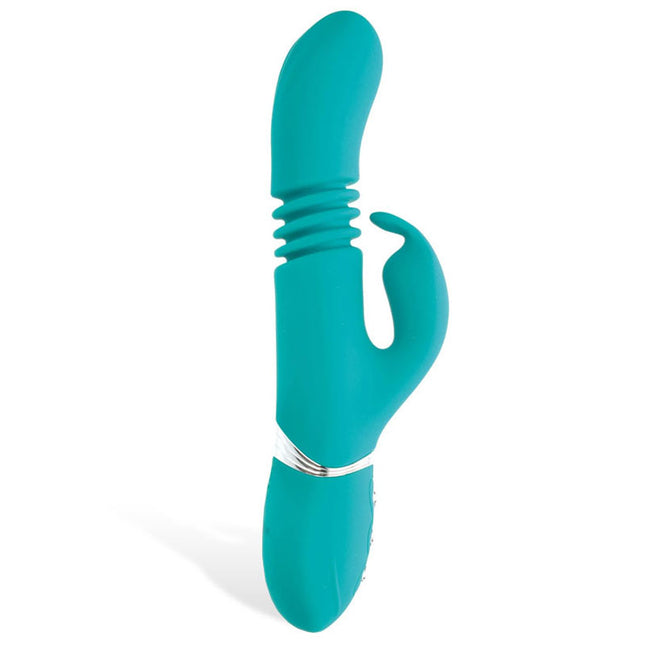 Adam & Eve Eve's Rechargeable Thrusting Rabbit Vibrator - Green 22.9 cm (9'')