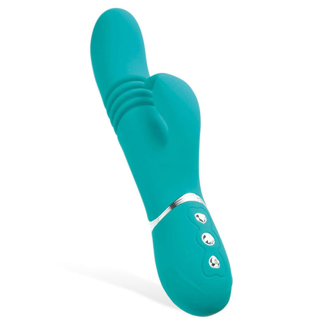 Adam & Eve Eve's Rechargeable Thrusting Rabbit Vibrator - Green 22.9 cm (9'')
