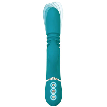 Adam & Eve Eve's Rechargeable Thrusting Rabbit Vibrator - Green 22.9 cm (9'')