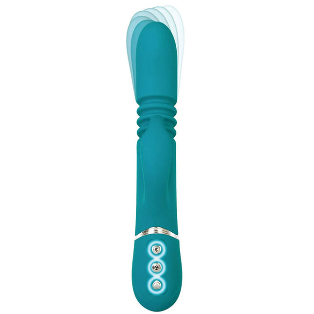 Adam & Eve Eve's Rechargeable Thrusting Rabbit Vibrator - Green 22.9 cm (9'')