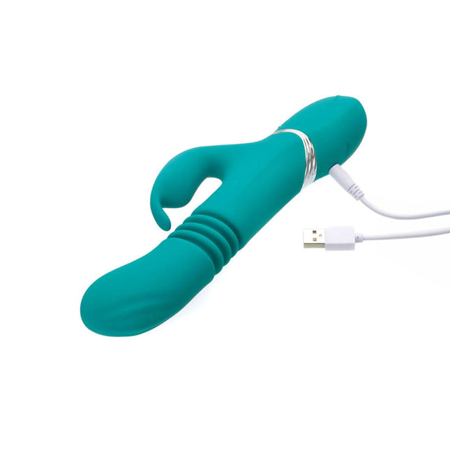 Adam & Eve Eve's Rechargeable Thrusting Rabbit Vibrator - Green 22.9 cm (9'')