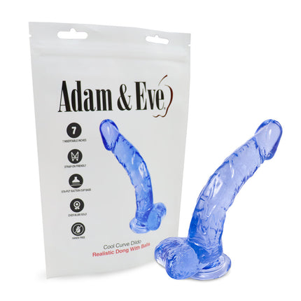 Adam & Eve Cool Curve Clear 8.5 Inch Dildo with Bag