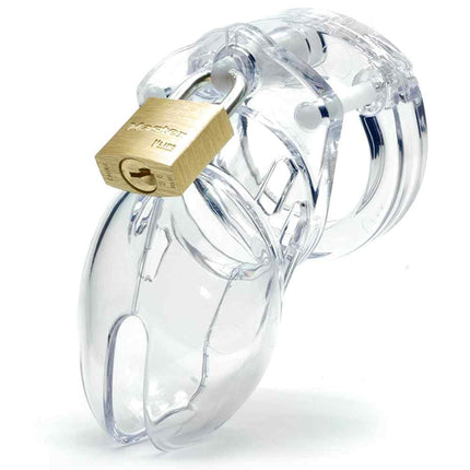 CB-6000S Male Chastity Cock Cage Kit Clear with Padlock