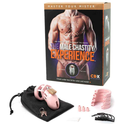 CB-6000S Male Chastity Cock Cage Kit Pink