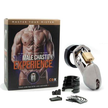CB-6000 Male Chastity Cock Cage Kit Chrome