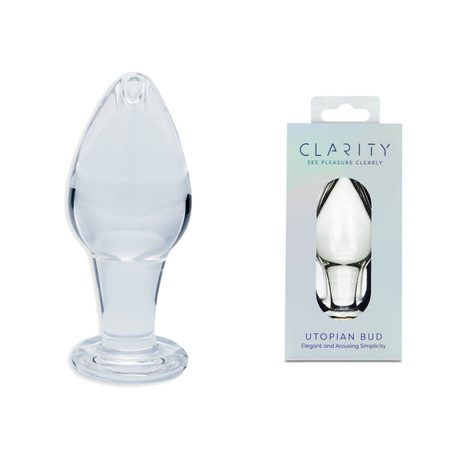Clarity Utopian Bud Clear 3.5 Inch Glass Butt Plug