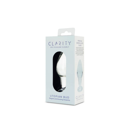 Clarity Utopian Bud Clear 3.5 Inch Glass Butt Plug