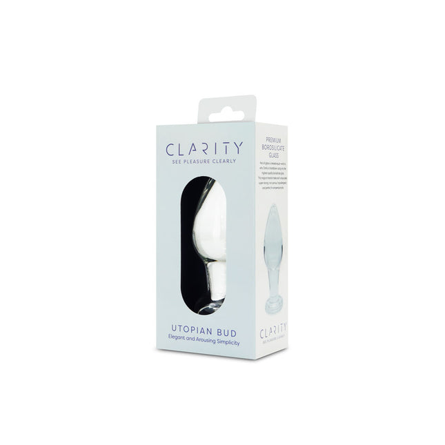Clarity Utopian Bud Clear 3.5 Inch Glass Butt Plug