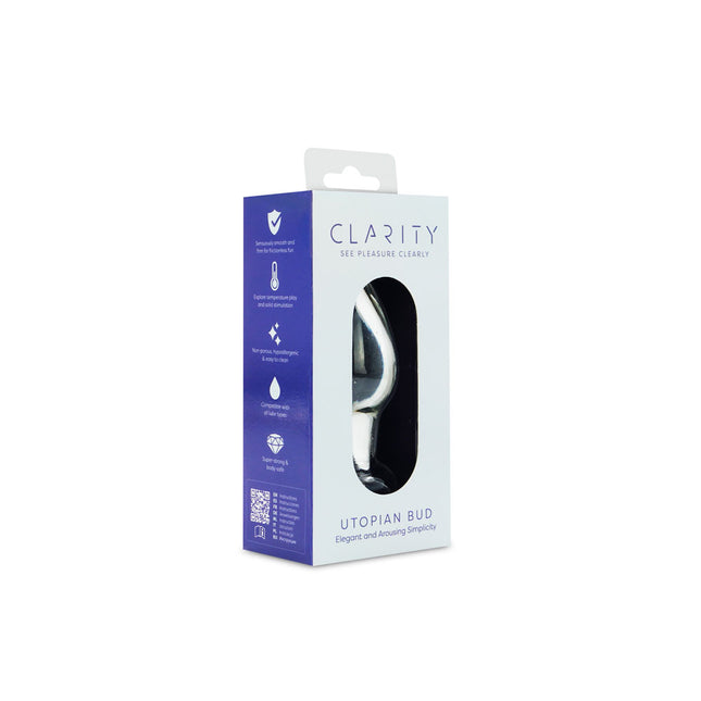 Clarity Utopian Bud Clear 3.5 Inch Glass Butt Plug
