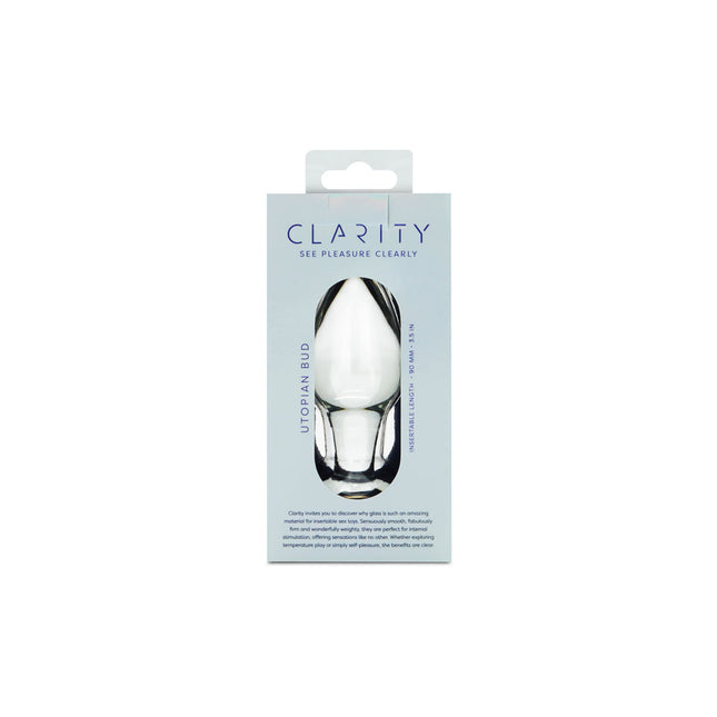 Clarity Utopian Bud Clear 3.5 Inch Glass Butt Plug