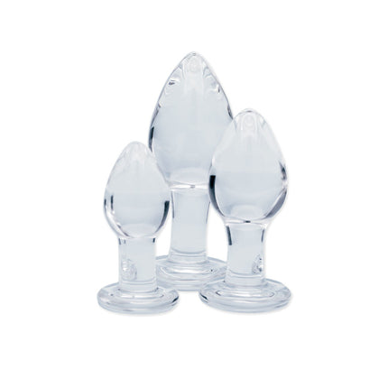 Clarity Utopian Trinity Clear Glass Butt Plugs - Set of 3
