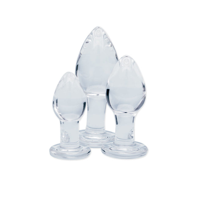 Clarity Utopian Trinity Clear Glass Butt Plugs - Set of 3