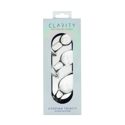 Clarity Utopian Trinity Clear Glass Butt Plugs - Set of 3