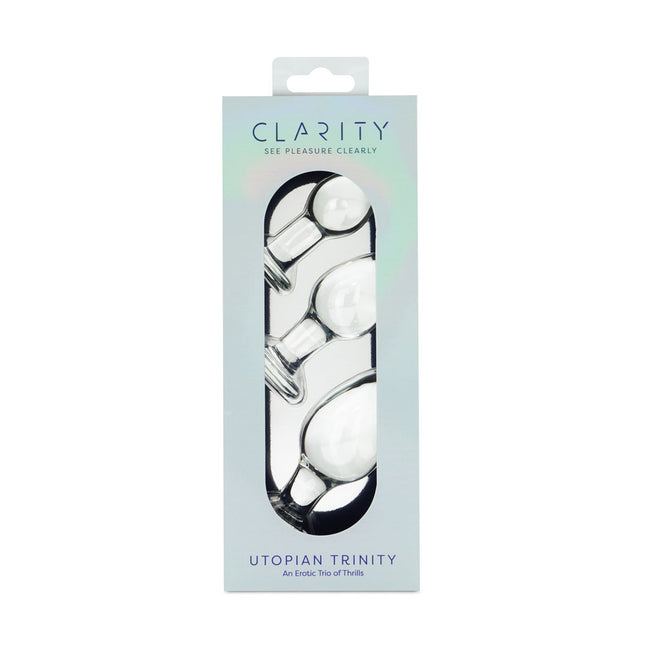 Clarity Utopian Trinity Clear Glass Butt Plugs - Set of 3