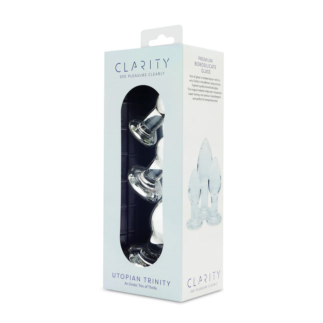 Clarity Utopian Trinity Clear Glass Butt Plugs - Set of 3