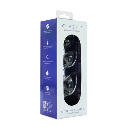 Clarity Utopian Trinity Clear Glass Butt Plugs - Set of 3