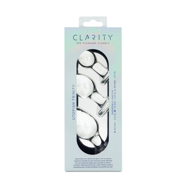Clarity Utopian Trinity Clear Glass Butt Plugs - Set of 3
