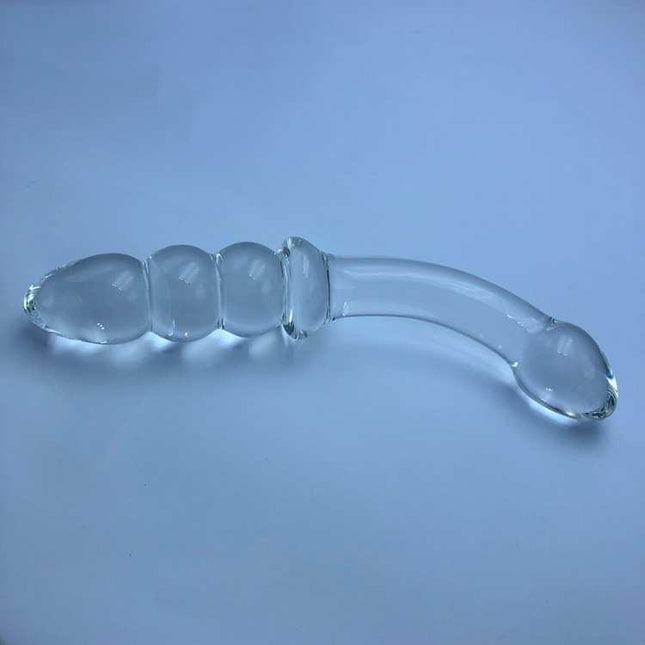 Clear Glass Double Ended Beaded G Spot Dildo