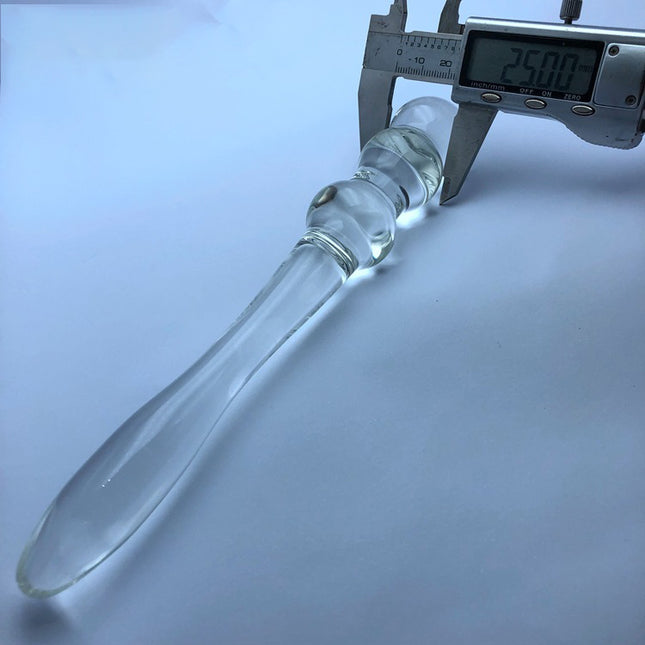 Clear Ribbed Glass Dildo 8 Inch size Diameter