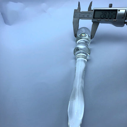 Clear Ribbed Glass Dildo 8 Inch Size of Tip