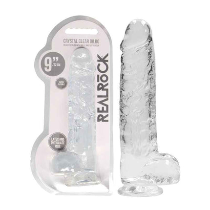 Clear REALROCK 9 Inch Realistic Dildo With Balls