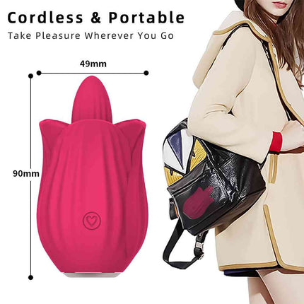 Cordless and Portable Double Stimulator Rose Licking Vibrator