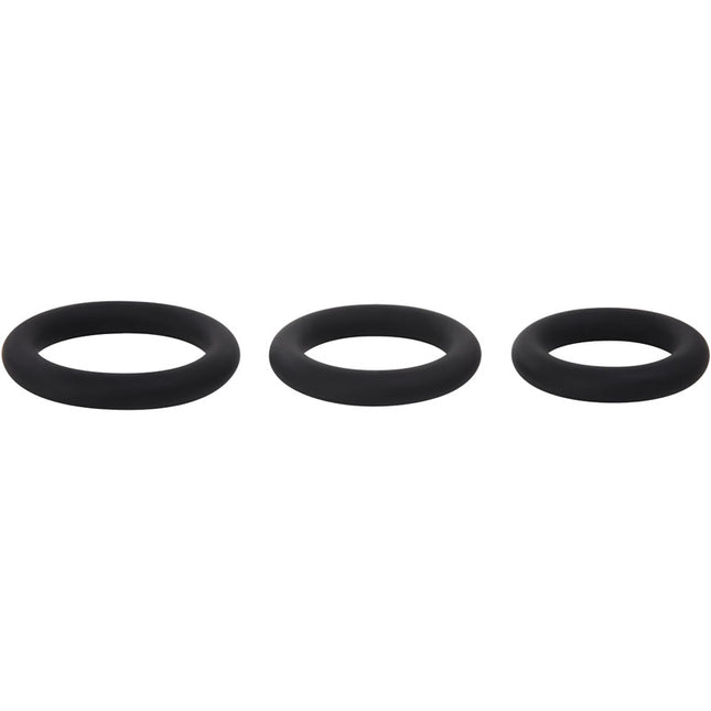 Adam & Eve Silicone Penis Ring Set - Black Cock Rings - Set of 3 Sizes