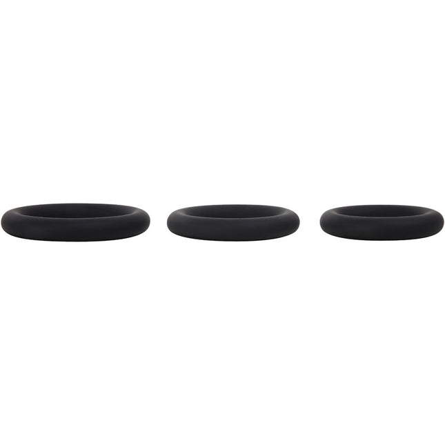Adam & Eve Silicone Penis Ring Set - Black Cock Rings - Set of 3 Sizes
