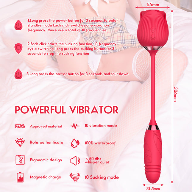 Double Ended Sucking Rose Vibrator Size Chart