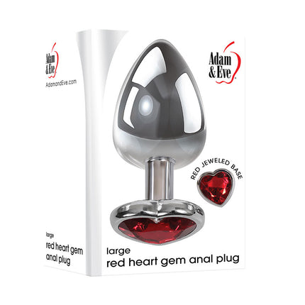 Adam & Eve Red Heart Gem Anal Plug - Large - Metallic 9.5 cm