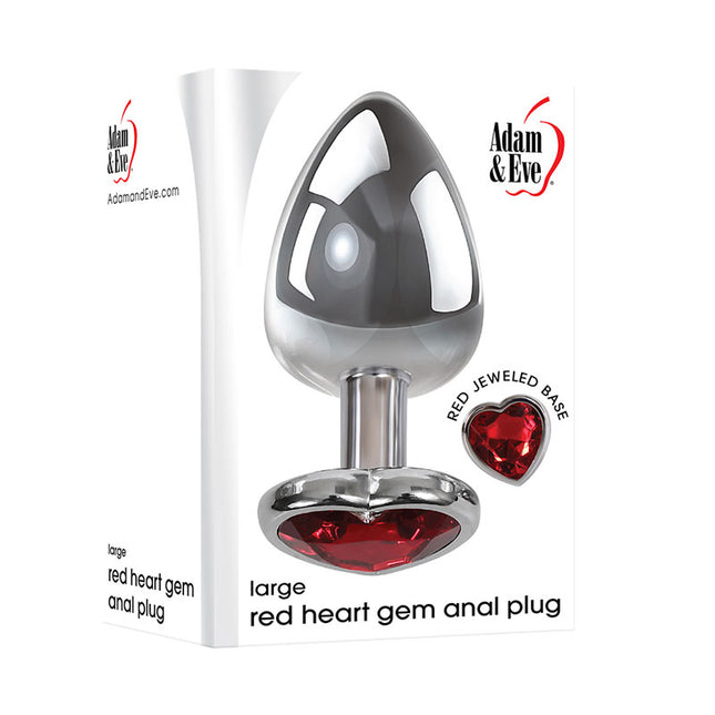 Adam & Eve Red Heart Gem Anal Plug - Large - Metallic 9.5 cm