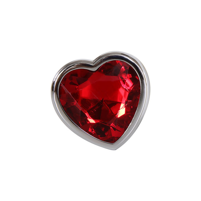 Adam & Eve Red Heart Gem Anal Plug - Large - Metallic 9.5 cm