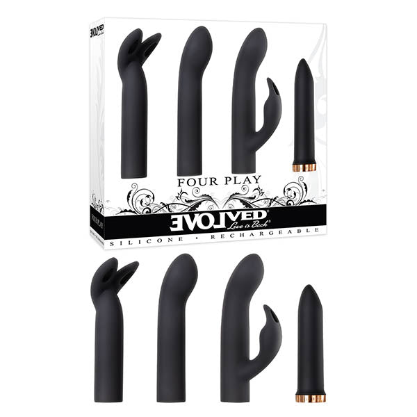 Evolved Four Play Black Bullet Vibrator with 3 Sleeves