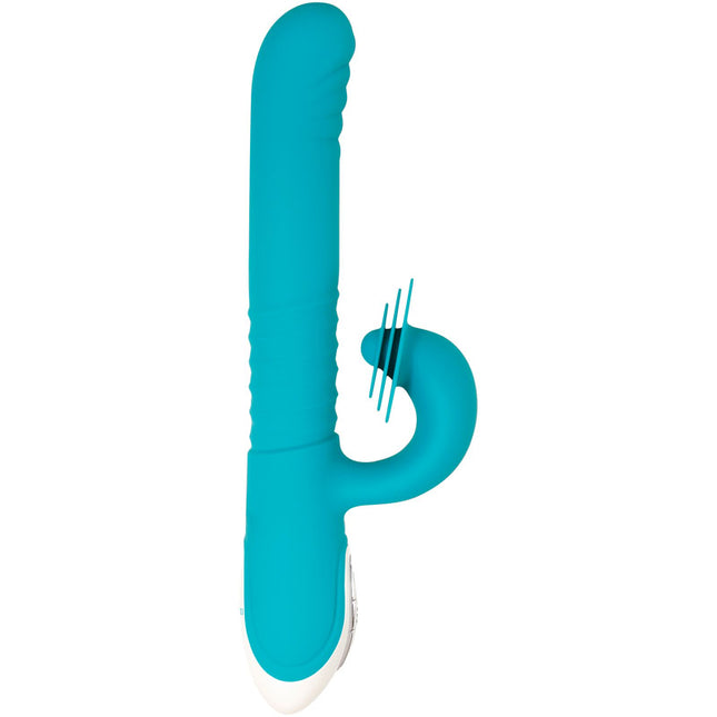 Evolved The Show Stopper Teal Thrusting Rabbit Vibrator side view