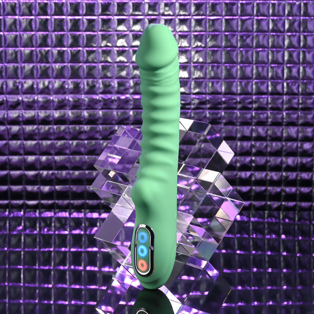 Evolved FULL THROTTLE - Mint Green Ribbed Vibrating Dildo