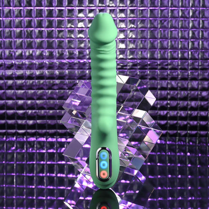 Evolved FULL THROTTLE - Mint Green Ribbed Vibrating Dildo