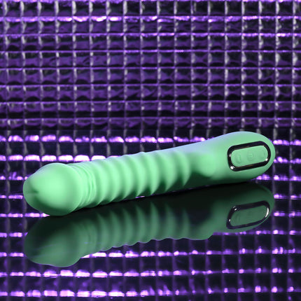 Evolved FULL THROTTLE - Mint Green Ribbed Vibrating Dildo