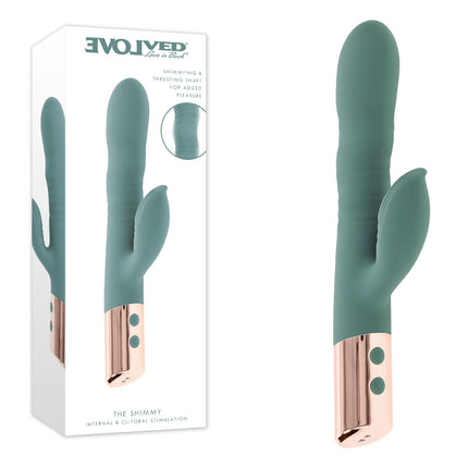 Evolved THE SHIMMY - Green Thrusting Rabbit Vibrator