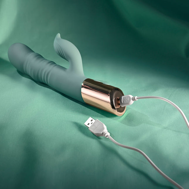 Evolved THE SHIMMY - Green Thrusting Rabbit Vibrator