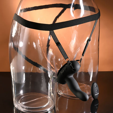 Evolved COME CLOSER - Black Vibrating Strap-On with Remote