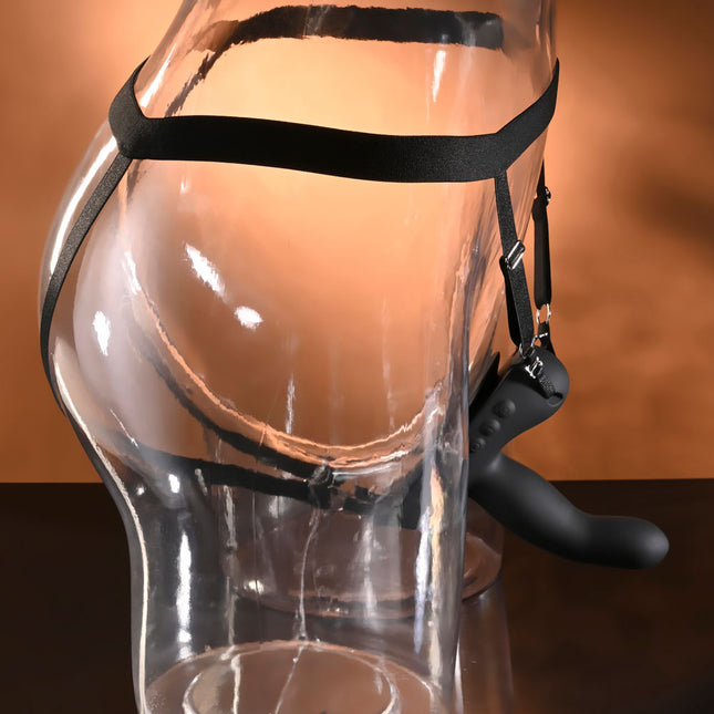 Evolved COME CLOSER - Black Vibrating Strap-On with Remote