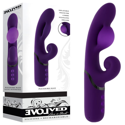 Evolved PLEASURE PUFF - Purple  Inflatable Rabbit Vibrator