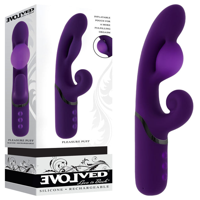 Evolved PLEASURE PUFF - Purple  Inflatable Rabbit Vibrator